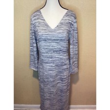 Peruvian Connection 100% Pima Cotton Maxi Dress Long Sleeve Gray/cream, Medium