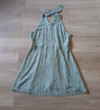 Oasis Duck Egg Lace Midi Dress Back Tie Scalloped Occasion Party Evening UK18