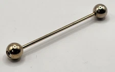 Vintage Barbell Collar Stay Bar Clasp Clip Silver Tone Faceted Clear Stone End B