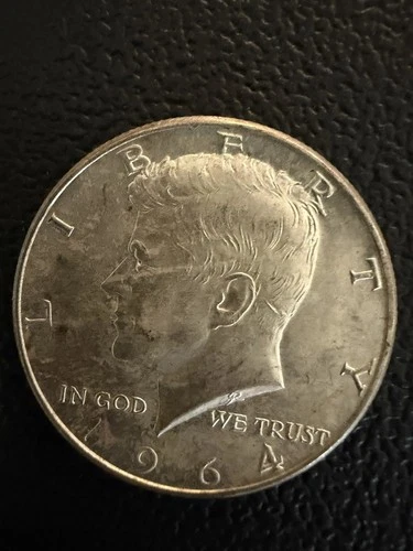 1964 D 90% Silver Kennedy Half Dollar .50 Cent Coin AU Almost Uncirculated