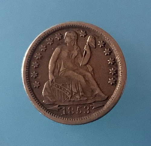 USA United States 1853 Seated Liberty Half Dime, Lovely Coin In Good Grade