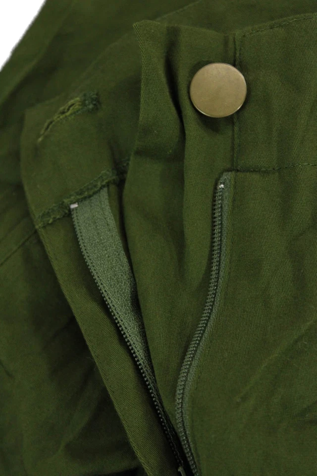 Pantalones DKNY Wonens tiro alto puños pierna recta fatiga algodón verde talla 12 Foto 4 de 4