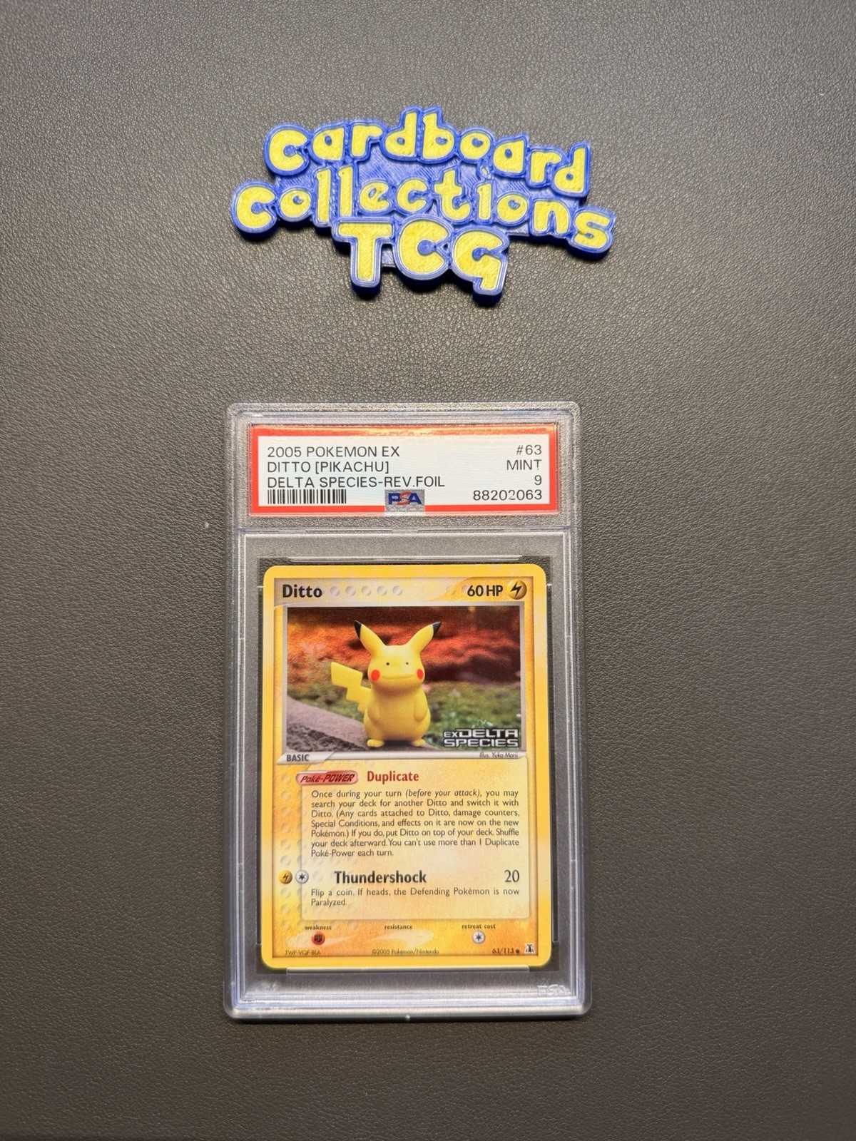 2005 Pokemon EX Delta Species #63 Ditto [Pikachu] Reverse Foil Stamped PSA 9