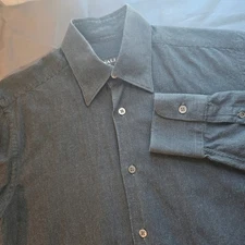 Canali Men's Dress Shirt Gray Black Houndstooth Small Made In ItalyCotton