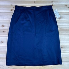 NWT Giorgio Armani Le Collezioni Skirt Womens 12 Navy Cotton Pencil Skirt Lined