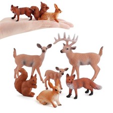 6 X Wild Animals Forest Fox Deer Squirrel Action Figure Model Kids Miniature Toy