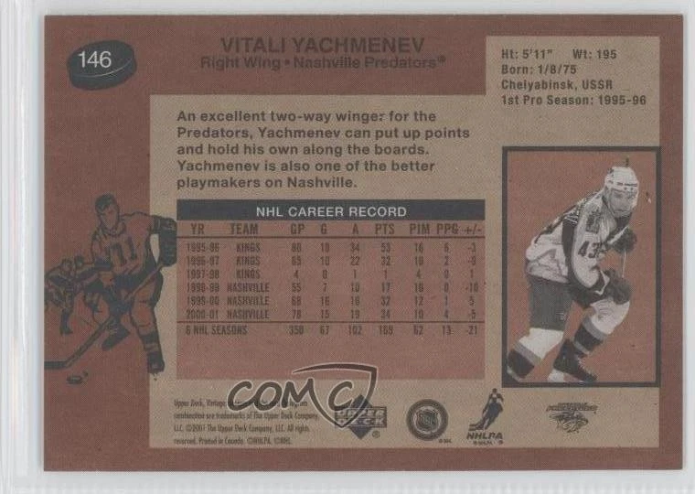 2001-02 Upper Deck Vintage Vitali Yachmenev #146 - Image 2 of 2