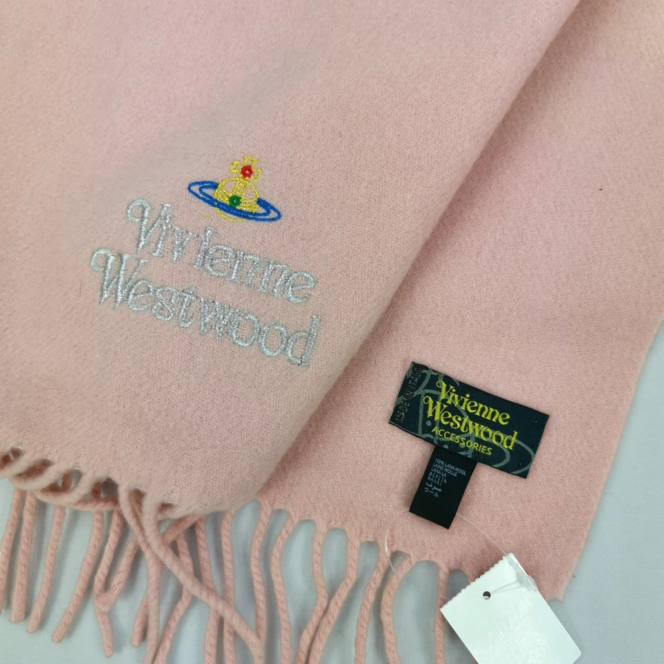 Bufanda de lana vintage Vivienne Westwood clásica flecos silenciador orbes bufandas de invierno Foto 4 de 4