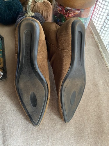 Colin Stuart Flat Boots Suede Leather Brown Slouch PullOn Boho Sz 5 - Picture 2 of 12