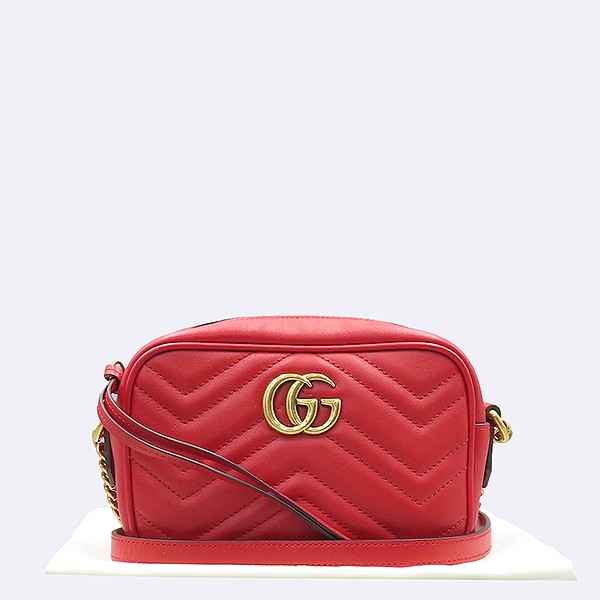 GUCCI GG Marmont mini crossbody bag in red leather with gold hardware