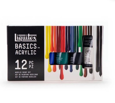 BASICS Acrylic Paint Set, 12 x 22ml 0.74-oz Tube Paint Set, New