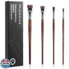 Fuumuui Professional Paint Brush Set, 4Pcs Natural Badger Hair wi