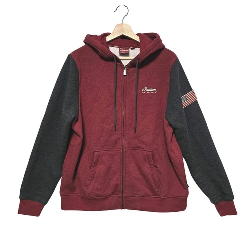 Indian Motorcycle Legend Hoodie Sweatshirt Embroidered Colorblock Red Mens XL