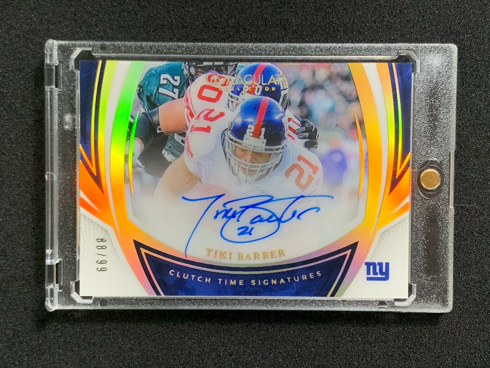 TIKI BARBER 2025 IMMACULATE #/99 CLUTCH TIME SIGNATURES Auto Mirror Shadowless view 1