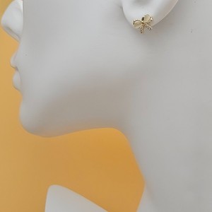 Authentic 14K Gold Plated Small Bow & Heart Earrings Set 3 Pairs Cute Studs