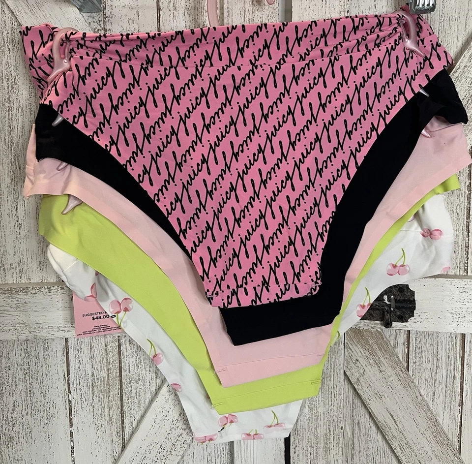 Conjunto de 5 calcinhas femininas Juicy Couture tamanho pequeno - Imagem 2 de 4