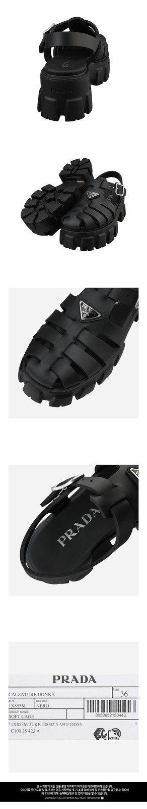 Prada 5F Women's Logo Foam Rubber Sandals Black 1X853M 3LKK F0002 149582913 thumbnail 3