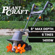 PLANTCRAFT Electric Rotary Hoe Garden Tiller Soil Cultivator Handheld 6 Tines