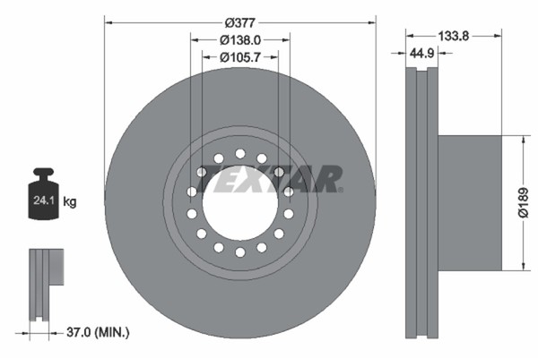 2X Textar Bremsscheibe 93101400 FüR Atego Tourino 510 Mercedes-image