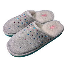 Justice - Girls Grey Studded Slippers Featuring A Rhinestone Design-Size Y 1.5-2