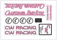 CW Racing California Freestyle Decal Set - Pink -Sticker old school BMX