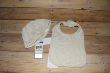 NWT! Baby Infant Ralph Lauren Hat and Bib Set sz Newborn - 9M Natural Beanie