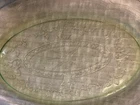 Green Depression glass platter. It is also known as uranium glass.
