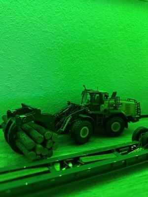 Loader Diecast Model with Log Grapple, Yellow/Black Construction Vehicle