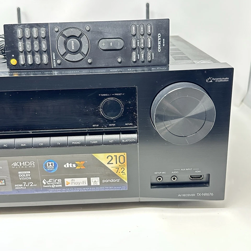 Onkyo TX-NR676 7.2 Channel 4K HDR Dolby Atmos Network Receiver W/ Remote Bundle - Image 4 of 4
