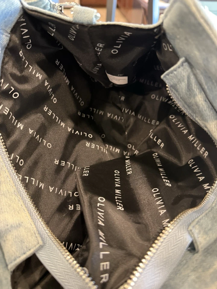 Olivia Miller Blue Denim Crossbody Shoulder Handbag Purse with Zipper Pockets - Image 2 of 4