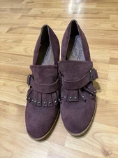 kork ease suede loafer heeled size  8 women's burgundy