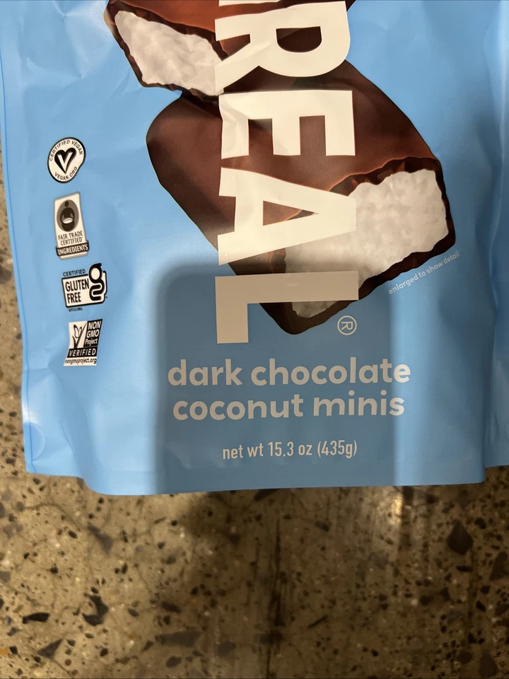 Nuevas minibarras de coco de chocolate negro orgánicas Unreal - 15,3 oz/bolsa bocadillos Foto 2 de 4