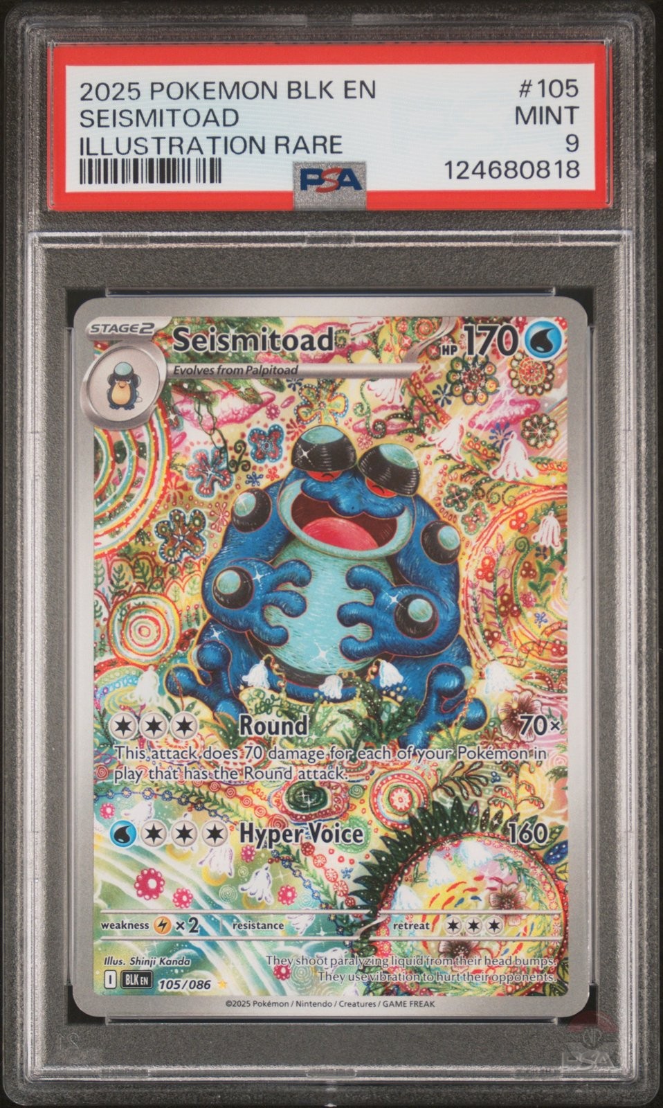 Seismitoad 105/086 Illustration Rare Black Bolt Pokemon PSA 9