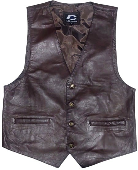 Mens Brown Leather Vest Dress Waistcoat Trendy Biker Soft Leather Fashion Vest