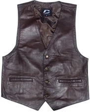 Mens Brown Leather Vest Dress Waistcoat Trendy Biker Soft Leather Fashion Vest