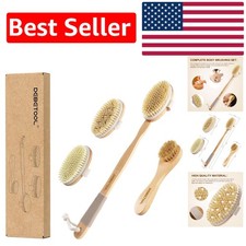 Detachable Natural Boar Bristle Body Face Brush Set for Glowing Skin, 4 Pcs