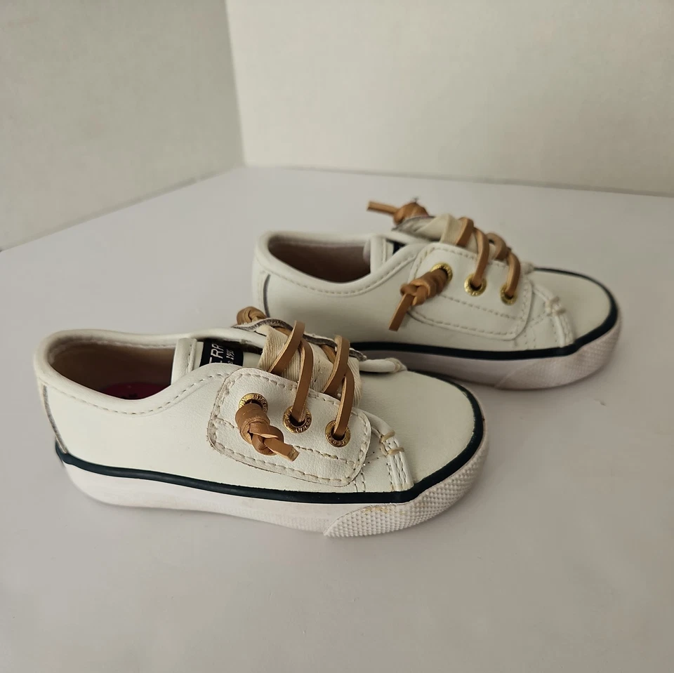 Zapatos de barco de cuero blanco Sperry Top-Sider talla 5M niño pequeño Foto 3 de 4