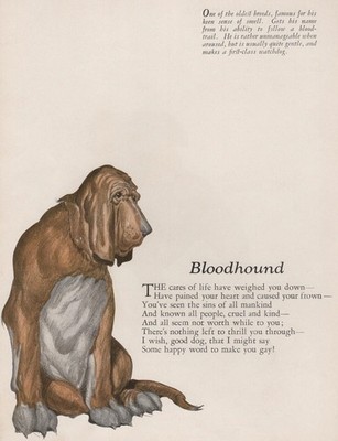 Bloodhound Dog Print, Description and Poem - CUSTOM MATTED 8 x 10 - NEW