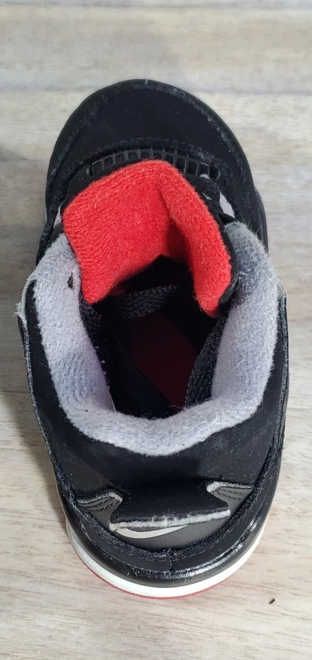耐克 Air Jordan 4 复古尺寸 6C TD Bred 黑色红色 BQ7670-060 儿童幼儿鞋 #1 — 第 4/4 张图片
