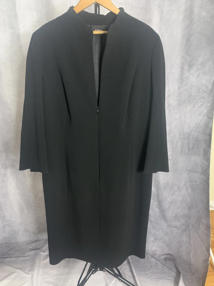 Vestido de diseñador clásico Akris con un gran corte de tela es increíble negro talla 8 Foto 4 de 4