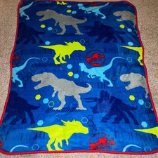 Official Jurassic World Toddler Kids Throw Blanket 48"x41" dino blue dinosaurs