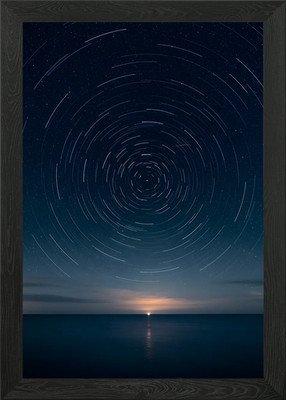 Sternspuren über dem Ozean bei Nacht gerahmtes Wandbild Poster Leinwanddruck Bild