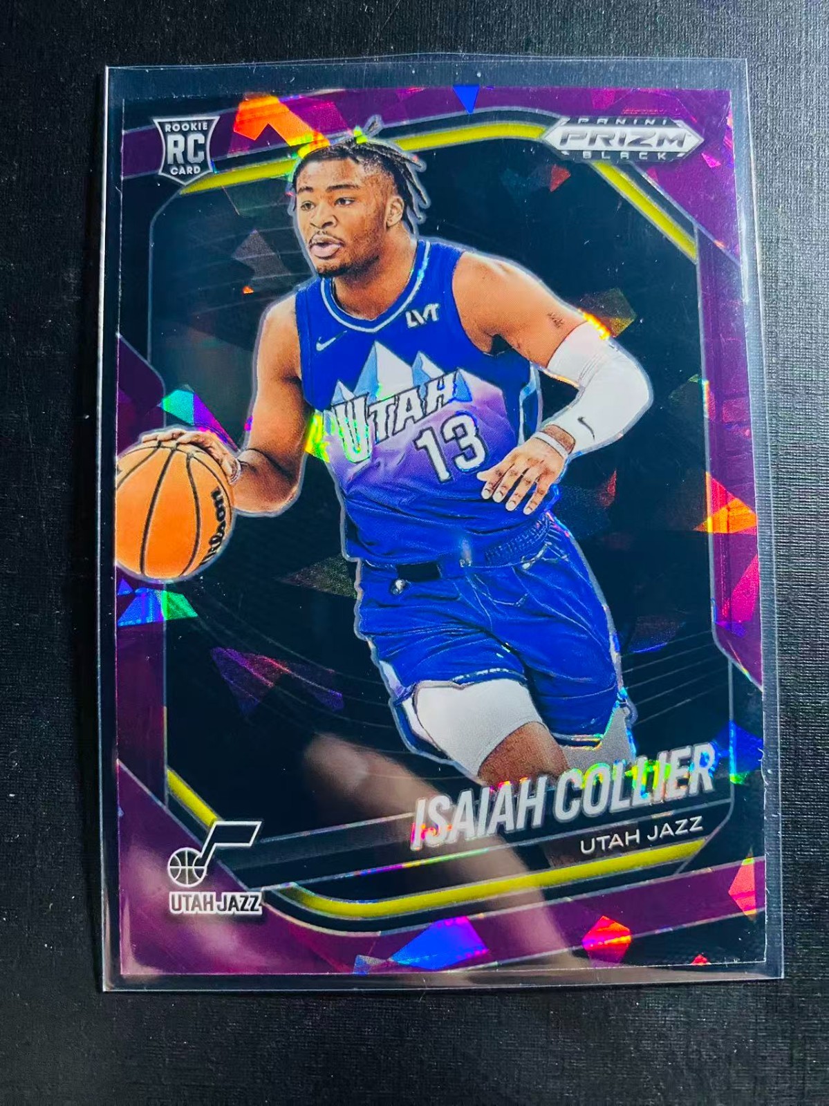 2024-25 Panini Prizm Black Isaiah Collier #32 Rookie RC Purple Ice Prizm /149