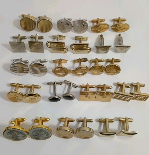 Lot of 16 Pairs of Vintage Art Deco Men Cufflinks