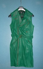 New with Tags MICHAEL KORS Couture Vintage 1992 Green Leather Dress Size 8