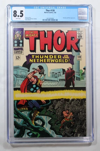 Thor #130 CGC Graded 8.5 White pages Marvel Comics 7/66 Hercules/Pluto App.