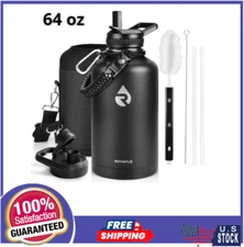 Insulated Water Bottle 64 Oz, Triple Wall Vacuum Stainless Steel (Cold for 48 Hr