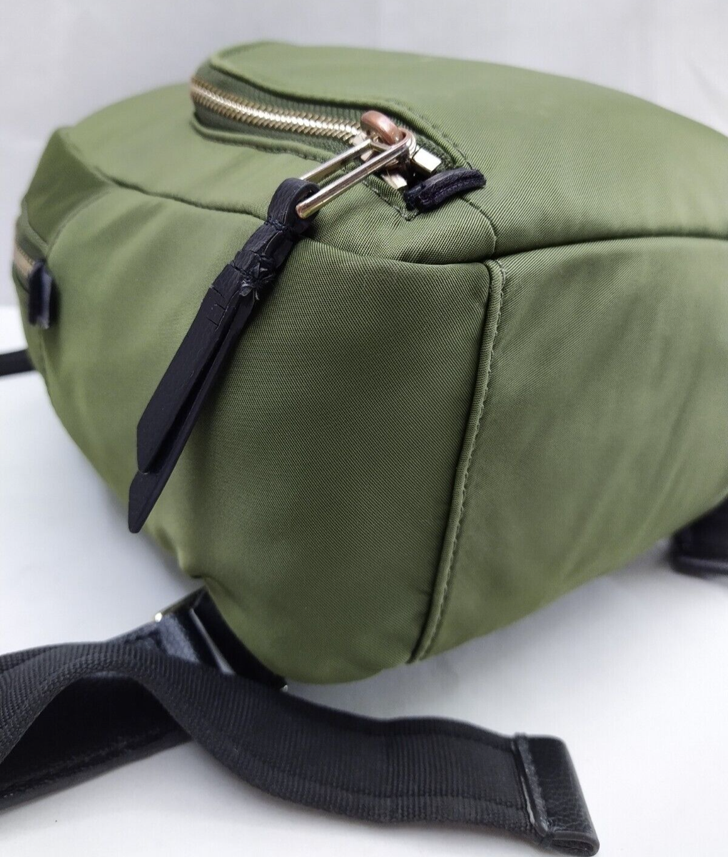 Kate Spade Olive Green Nylon Black Leather Trim Zipper  display picture 2