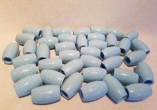 Lot of 40 Light Blue Plastic Oval Oblong Macrame Plant Hanger Craft Beads 32mm