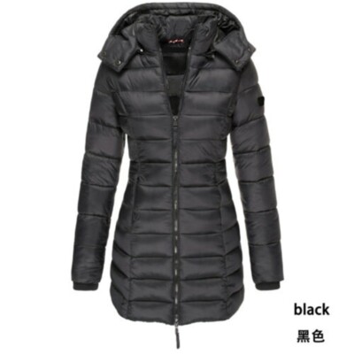 Womens Coat Ladies Quilted Long Jacket Winter Warm Puffer Parka Hooded Padded